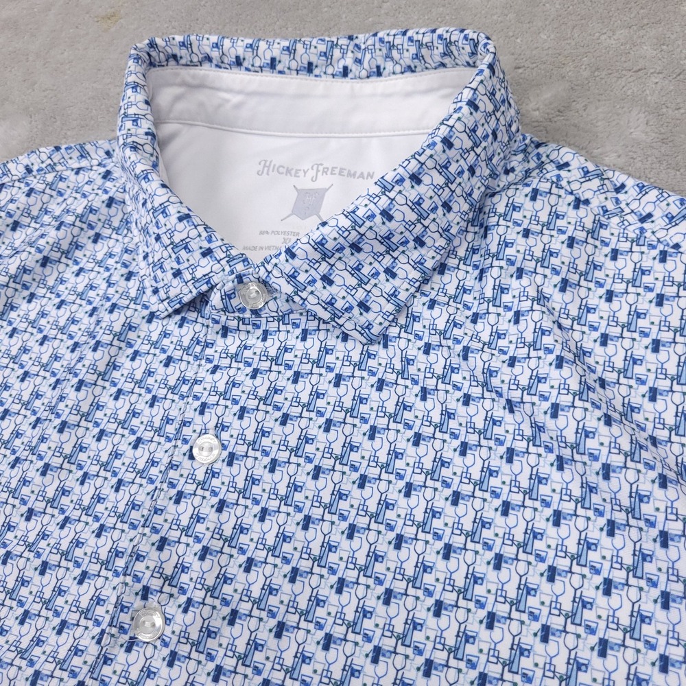 Hickey Freeman Cocktail Glass Print Short Sleeve Polo Shirt Mens size XL - Picture 3 of 9